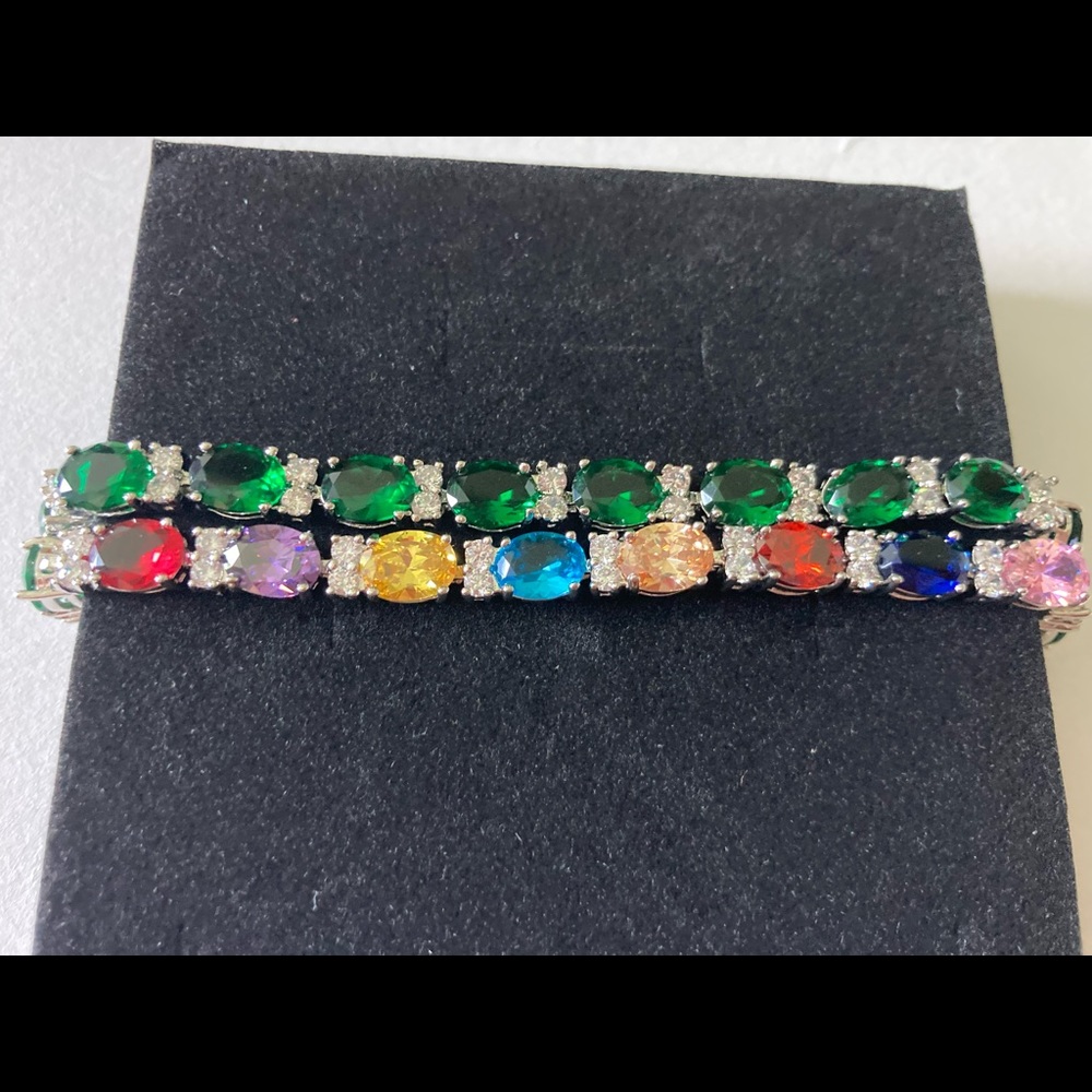 2 pieces of 18K gold plating cubic zirconia diamond bracelet